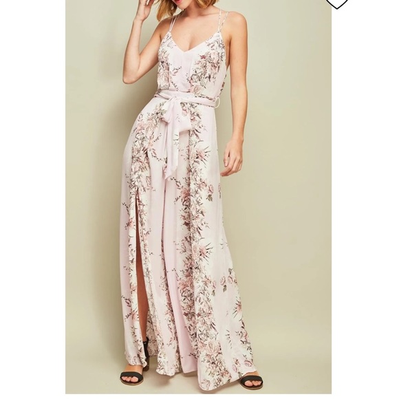 entro Pants - Entro Blush Floral Jumpsuit